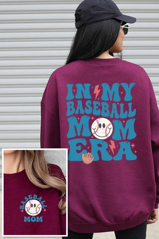 Baseball Mom Front Back Graphic Fleece Sweatshirts