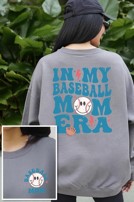 Baseball Mom Front Back Graphic Fleece Sweatshirts